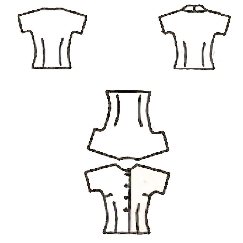 Line drawing of blouses.