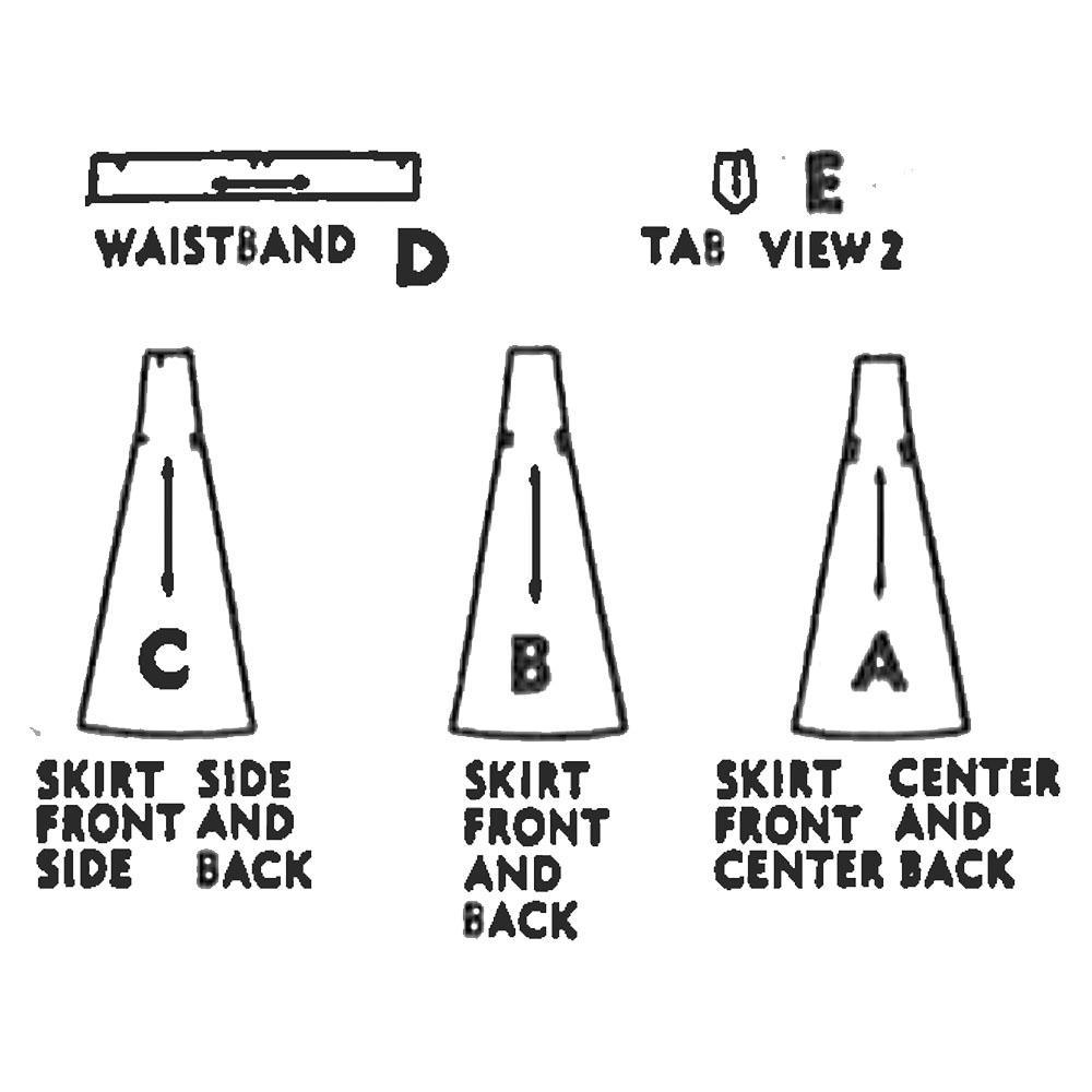 Pattern pieces for skirt