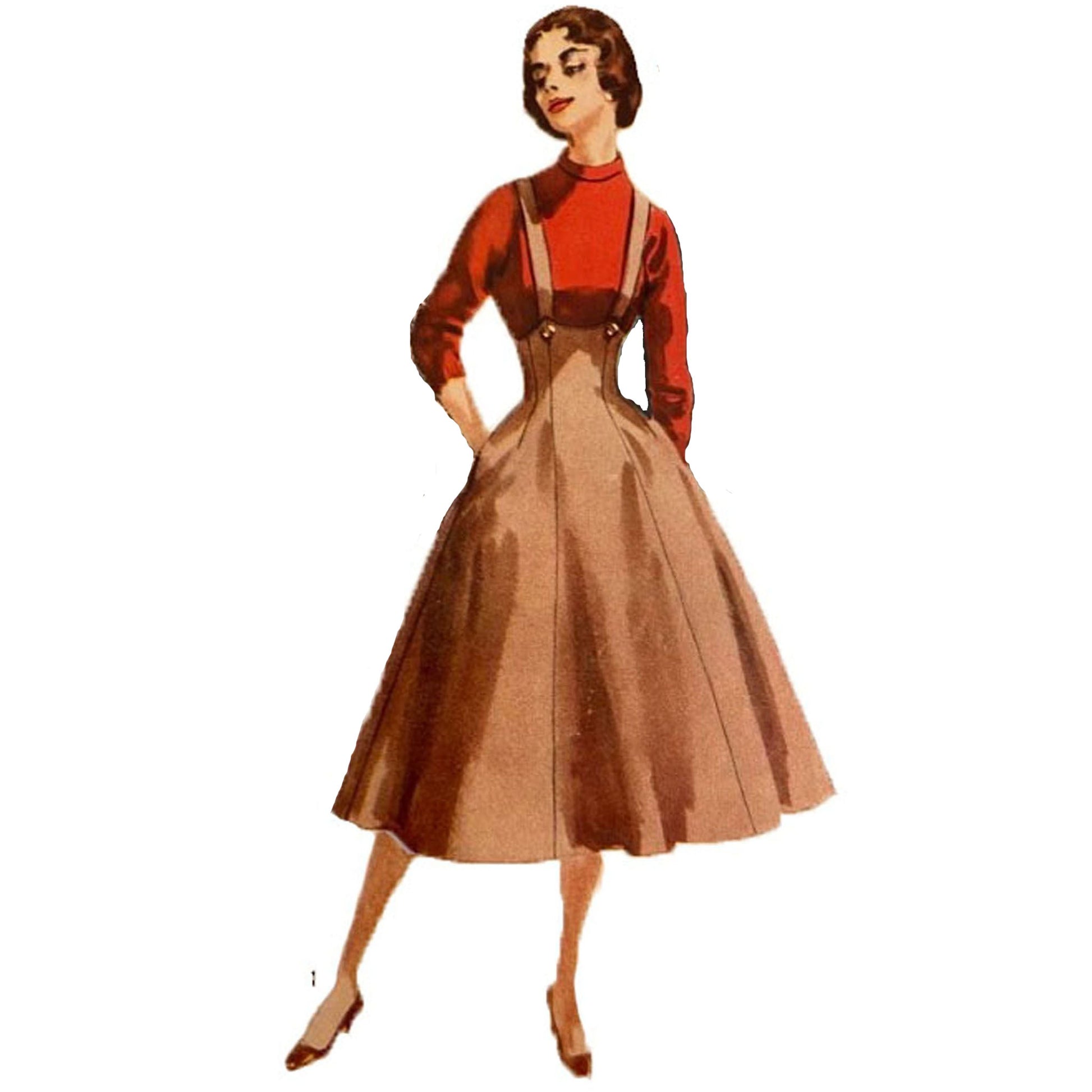 Model wearing 1950s skirt and evening skirt made from Simplicity 1730 pattern