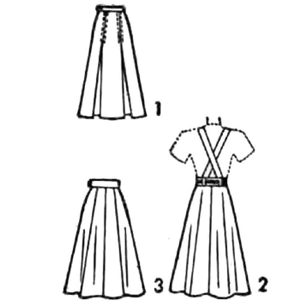 Back view of skirts- 1940s Pattern, Women's Skirt, Suspenders, Braces