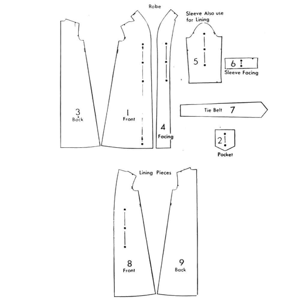 Pattern pieces of a 1940s Pattern, Slip, Bra & Knickers