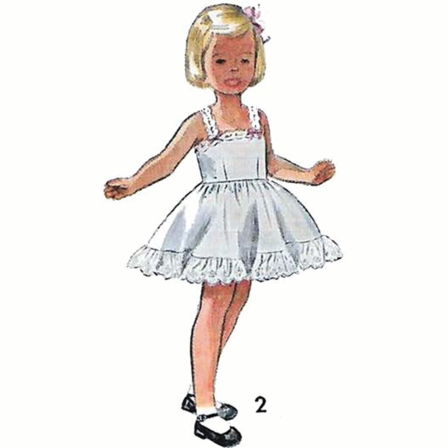 Child wearing slip dresses made using sewing pattern Simplicity 3296