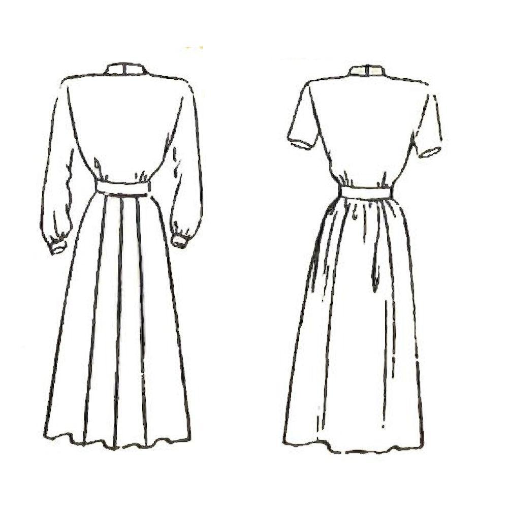 Line drawings of back view of both dresses