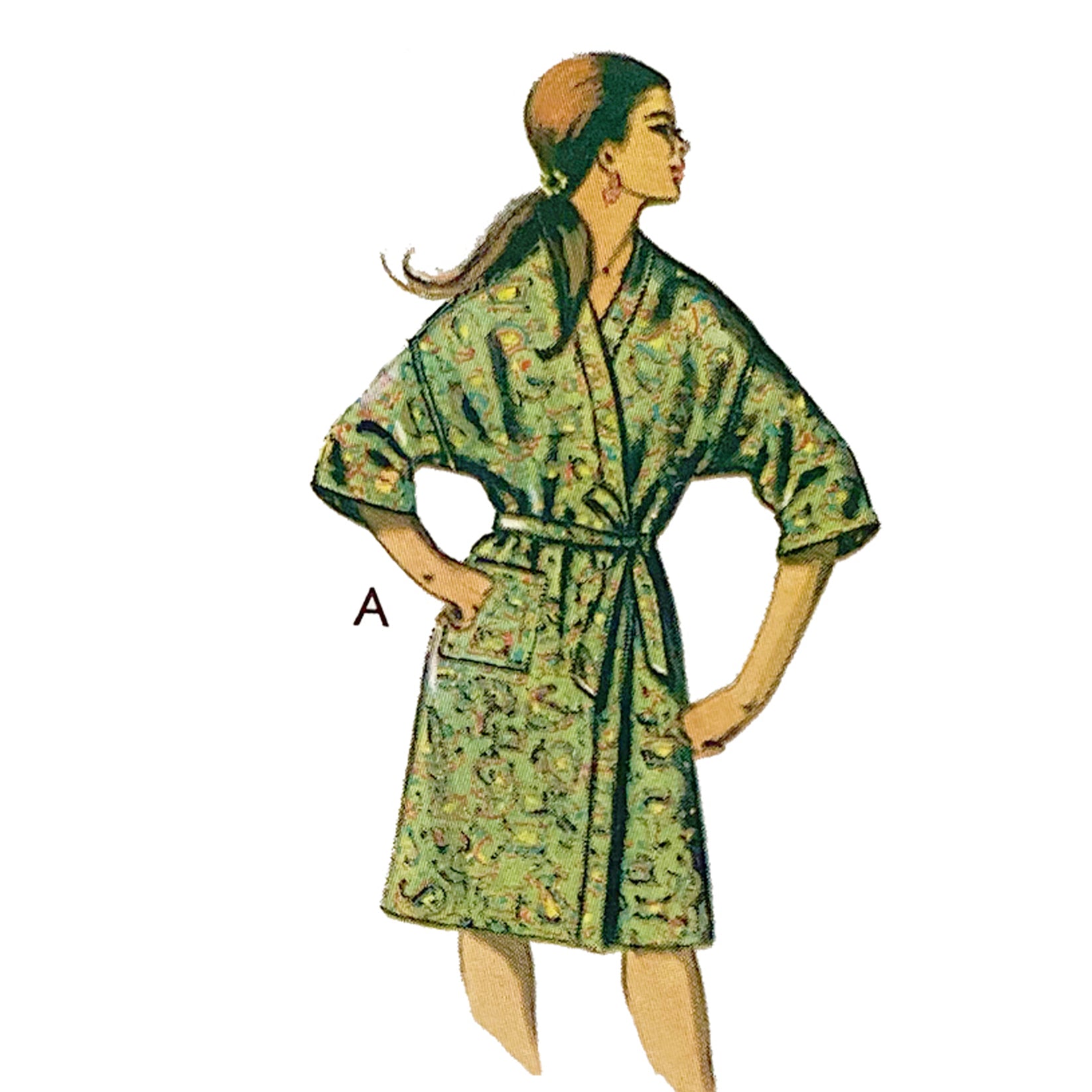 PDF - Vintage 1960s Pattern – Kimono Style Housecoat or Beach Wrap- Bu ...
