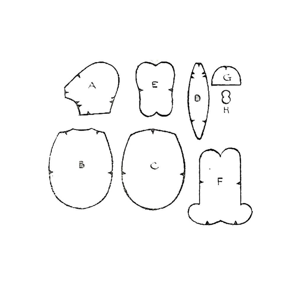 Pattern pieces for bear