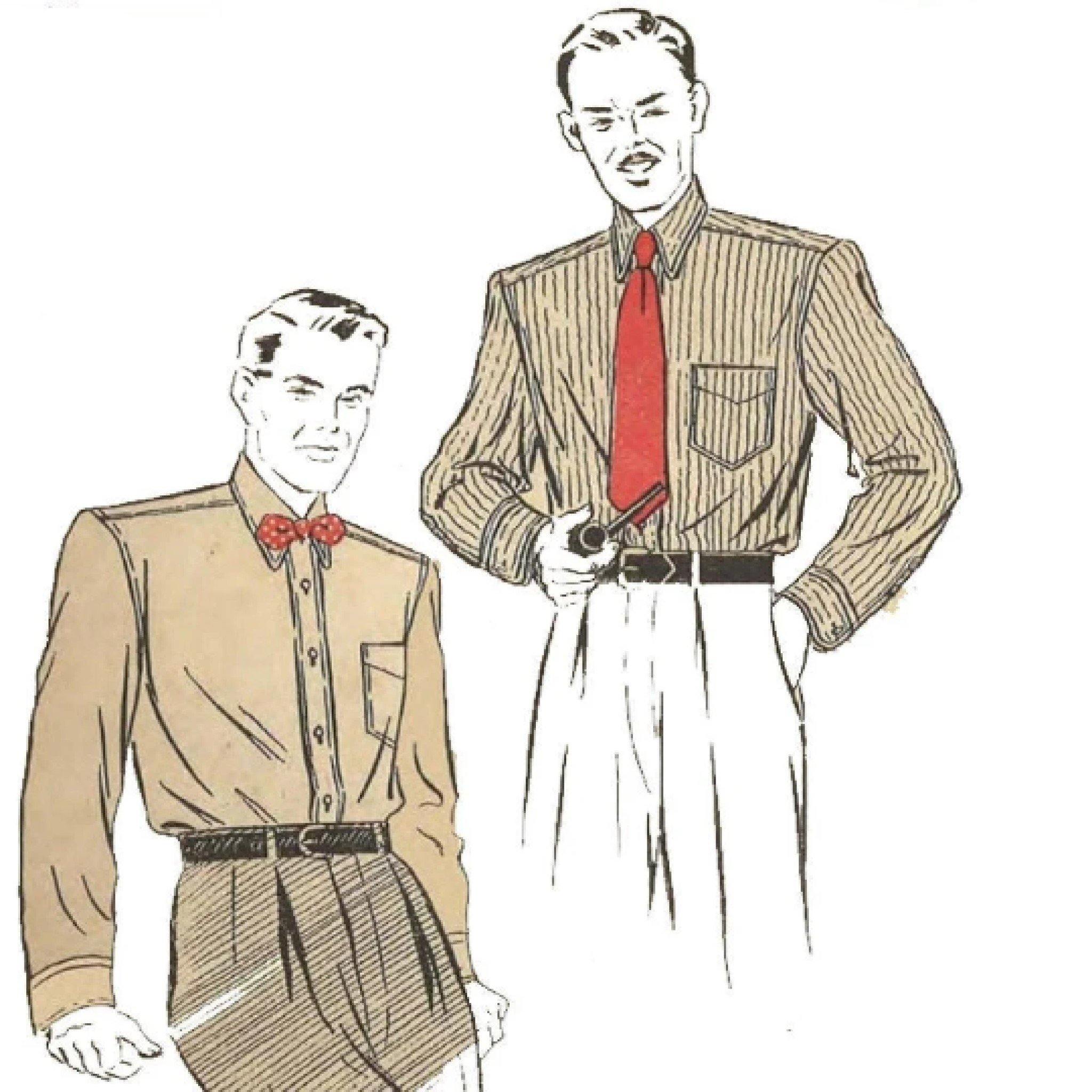 1940s Pattern, Men's Retro Regulation Shirt – Vintage Sewing Pattern ...