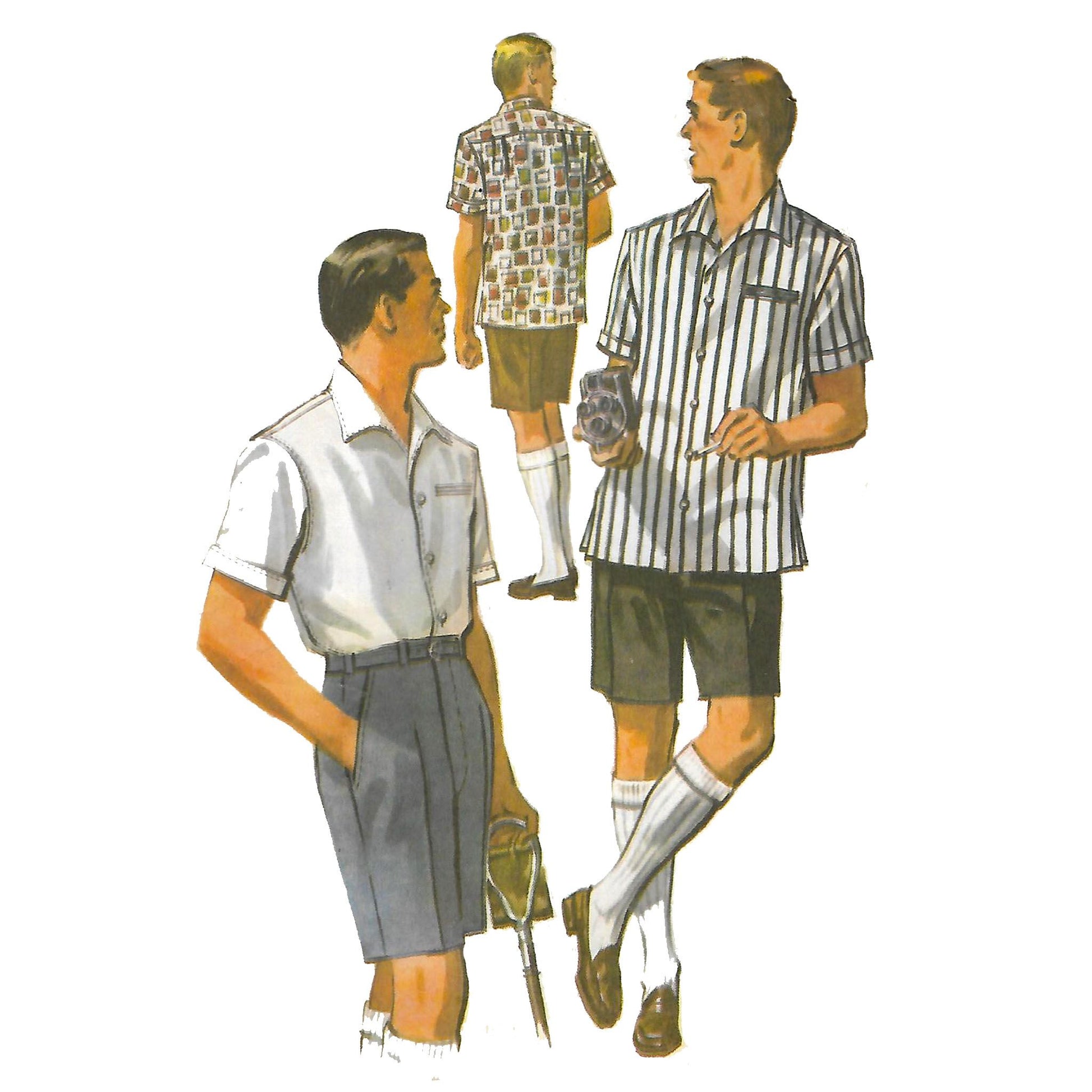 Vintage 1950s Pattern, Men's Summer Shirt & Bermuda Shorts Vintage 1950s Pattern, Men's Summer Shirt & Bermuda Shorts