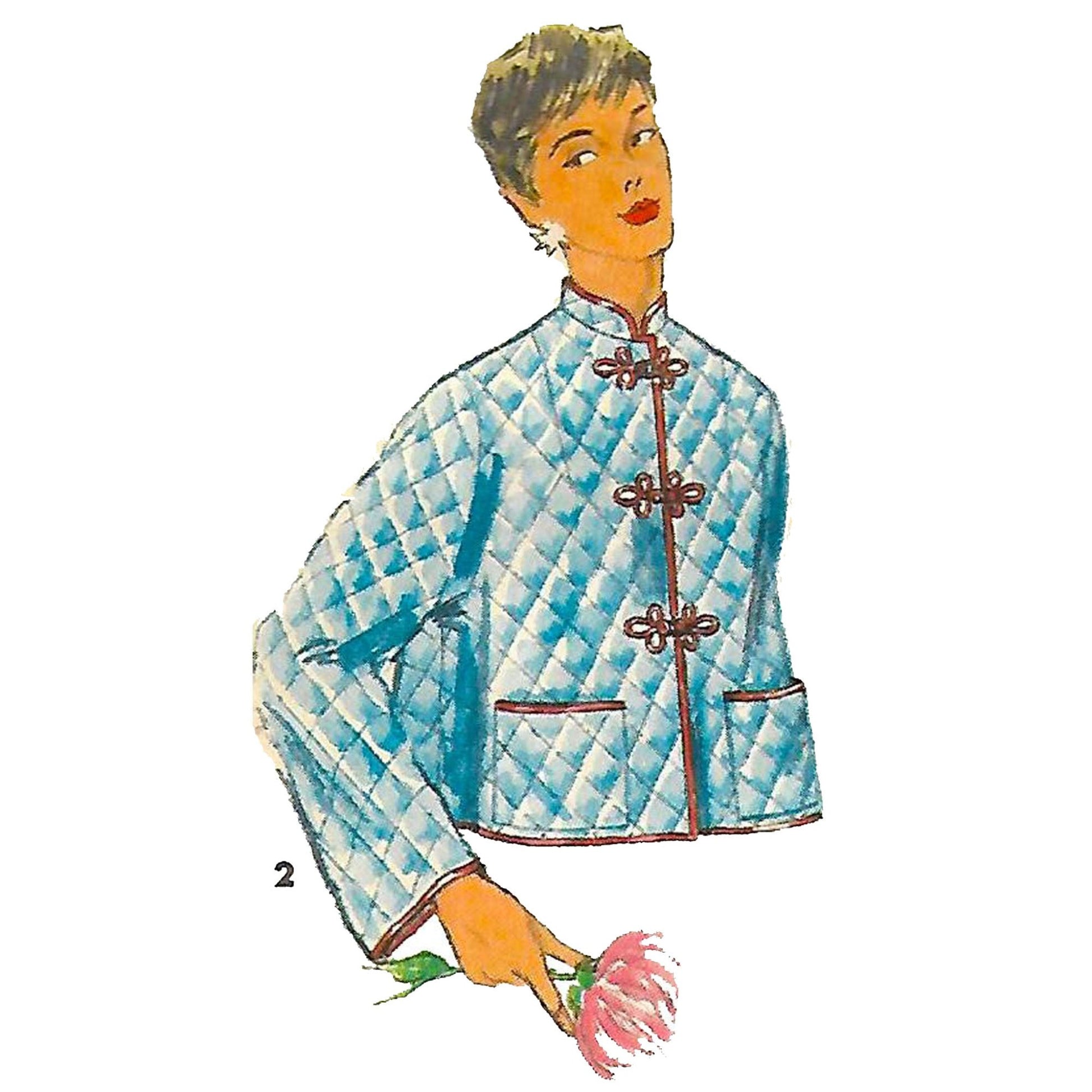 Model wearing 1950s jacket and pants made from McCall’s 3672 pattern