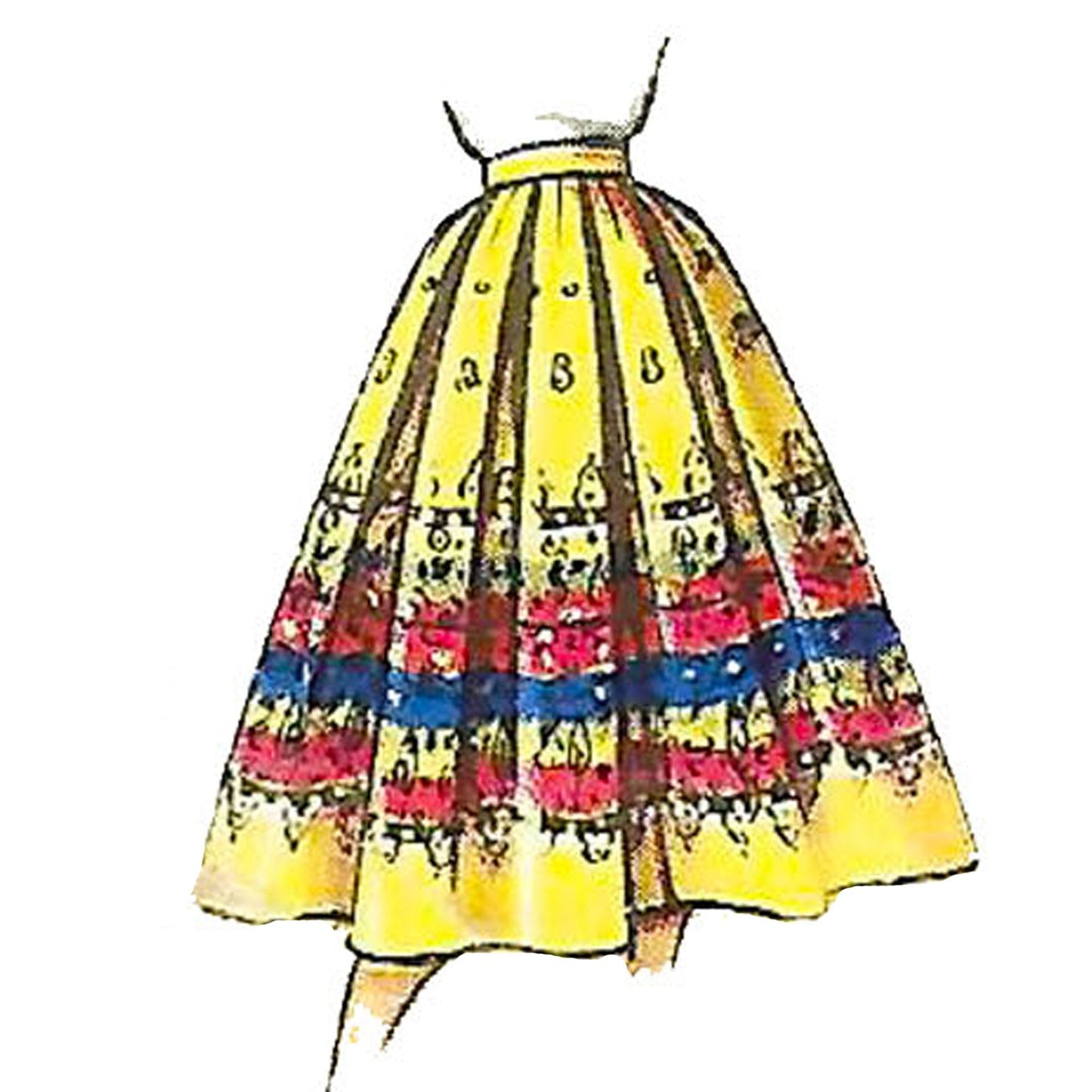 Model wearing 1950s skirt made from Economy Design E112 pattern