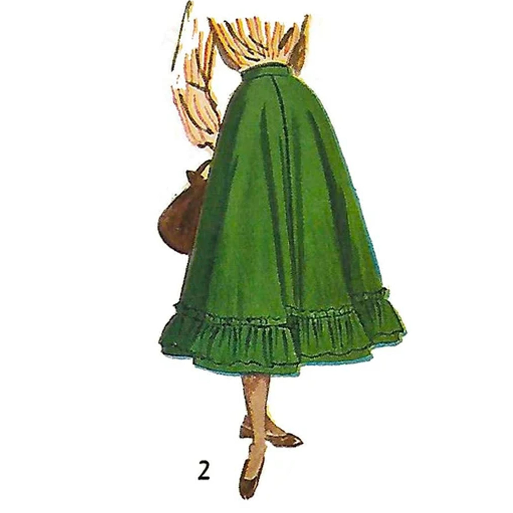 Model wearing 1940s teen-age skirt in daytime and ballerina lengths made from Simplicity 2609 pattern