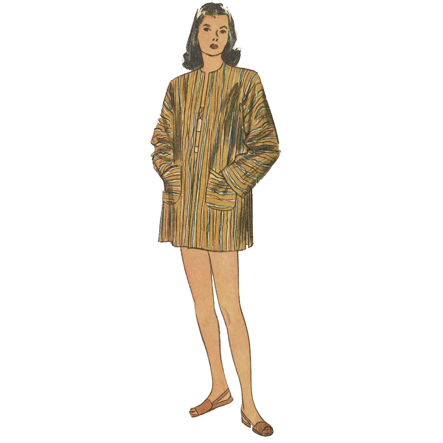 Woman wearing a beach coat