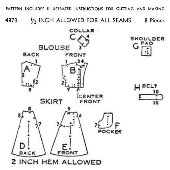 PDF - 1940's Sewing Pattern - Tea Dress with Pockets & Belt - Multi Si ...