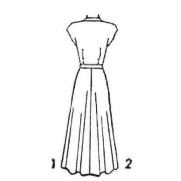line drawing of back view of dress