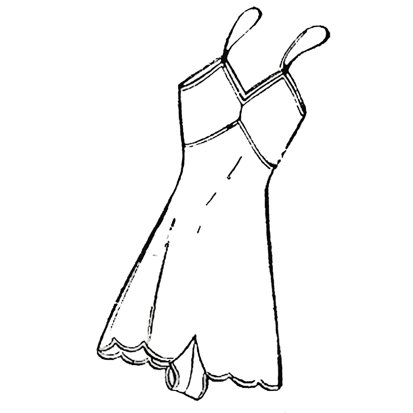 Outline drawing of 1940s lingerie made from Style 4643 pattern