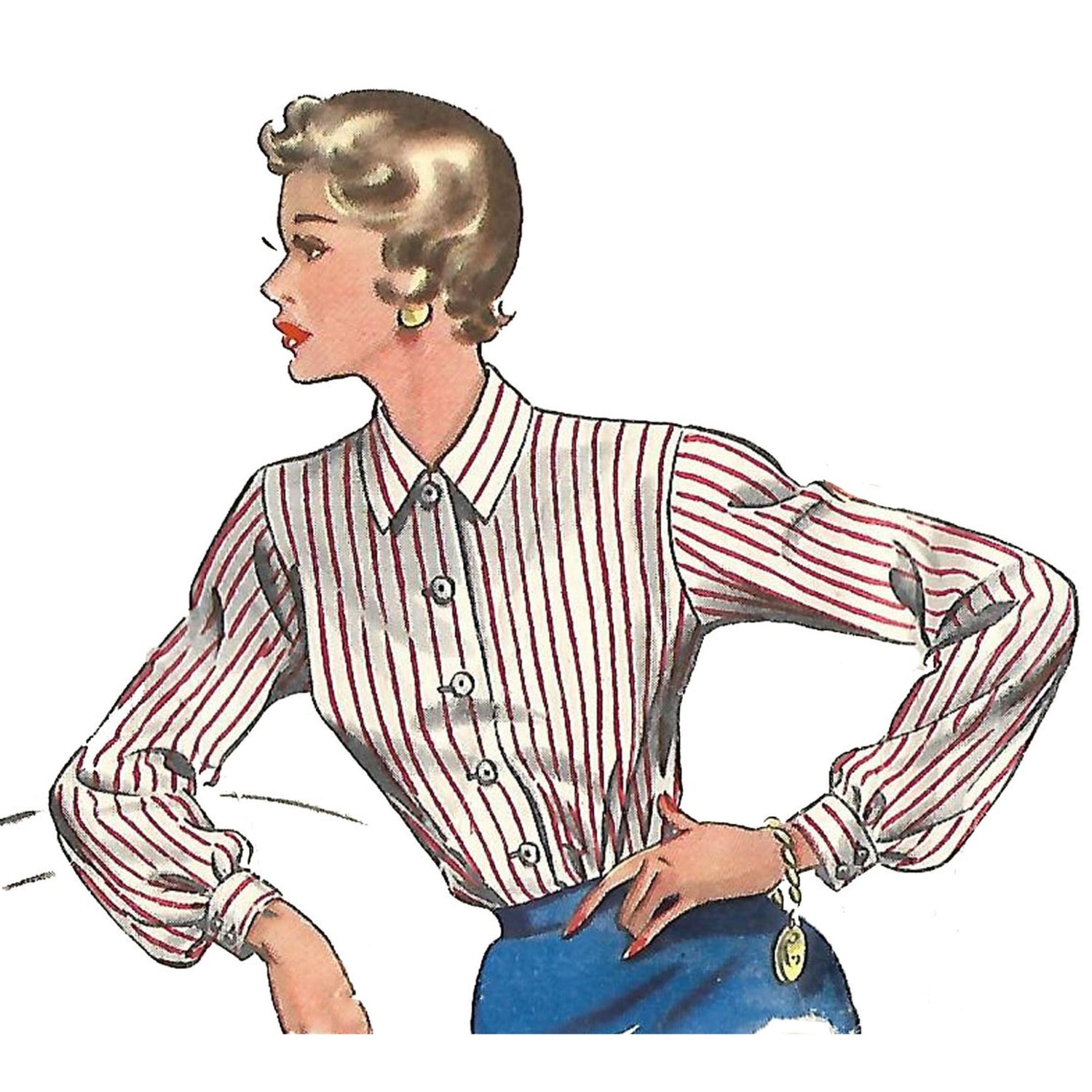 PDF - Vintage 1940s Pattern – Blouse, Buttoned Blouse, Cuffs
