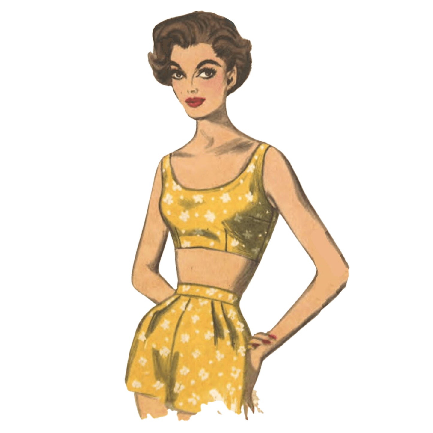 PDF - Vintage 1950s Pattern, Set of Blouse & Bra Crop Tops - Multi sizes - Instantly Print at Home - Vintage Sewing Pattern Company