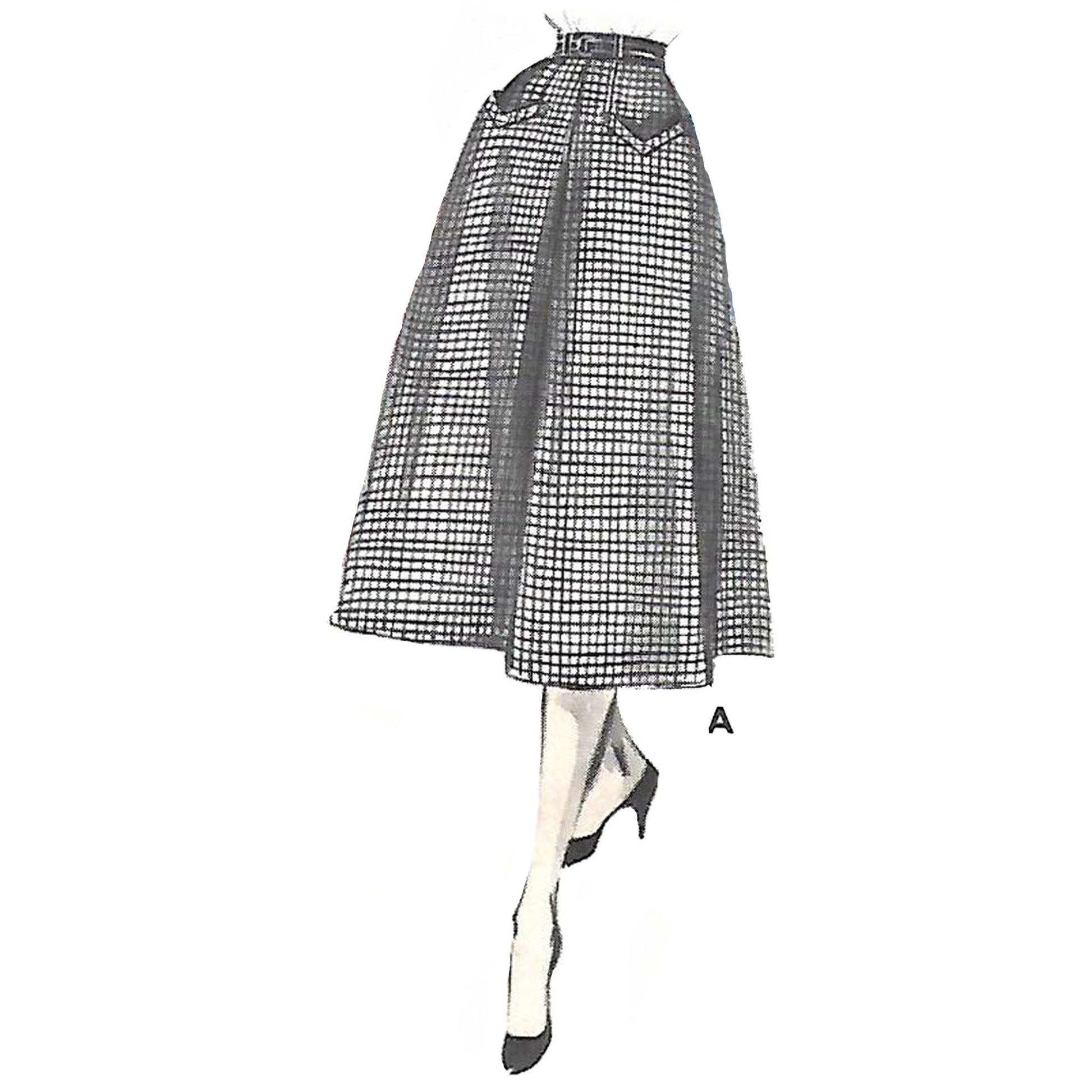 Model wearing 1950s easy skirt: pocket detailing made from Butterick 8018 pattern