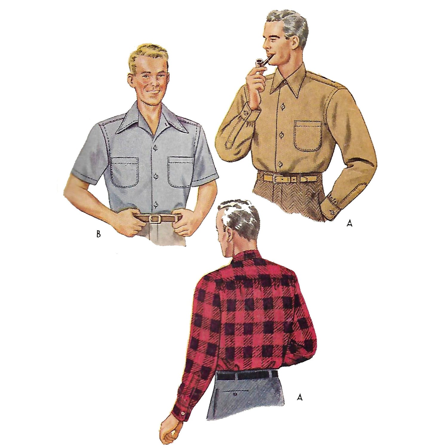 Model wearing 1940s shirt made from McCall’s 5863 pattern