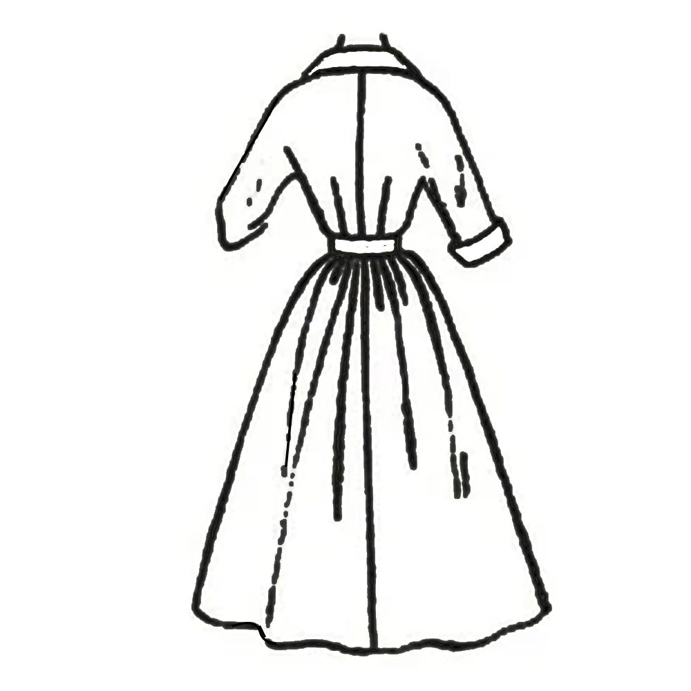 Line drawing of 1950s dress made from Economy Design E108 pattern