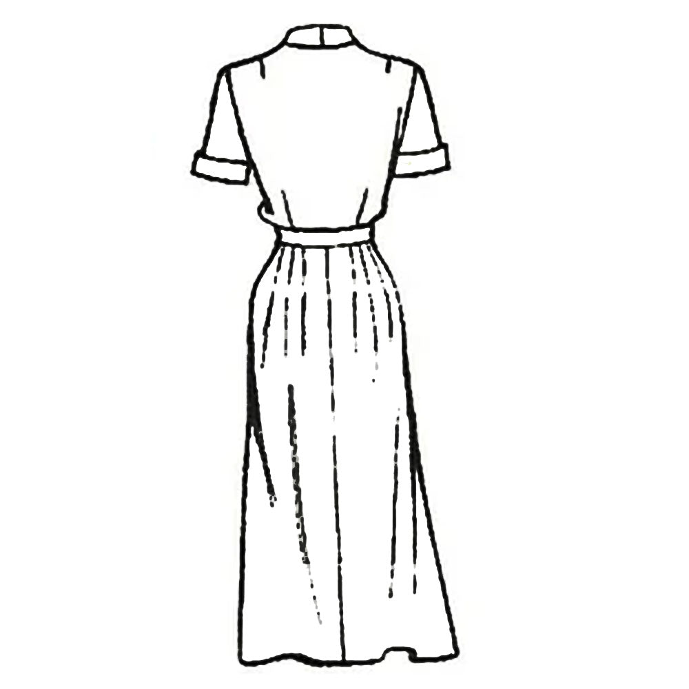 Line drawing of 1940s dress made from Economy Design E7 pattern