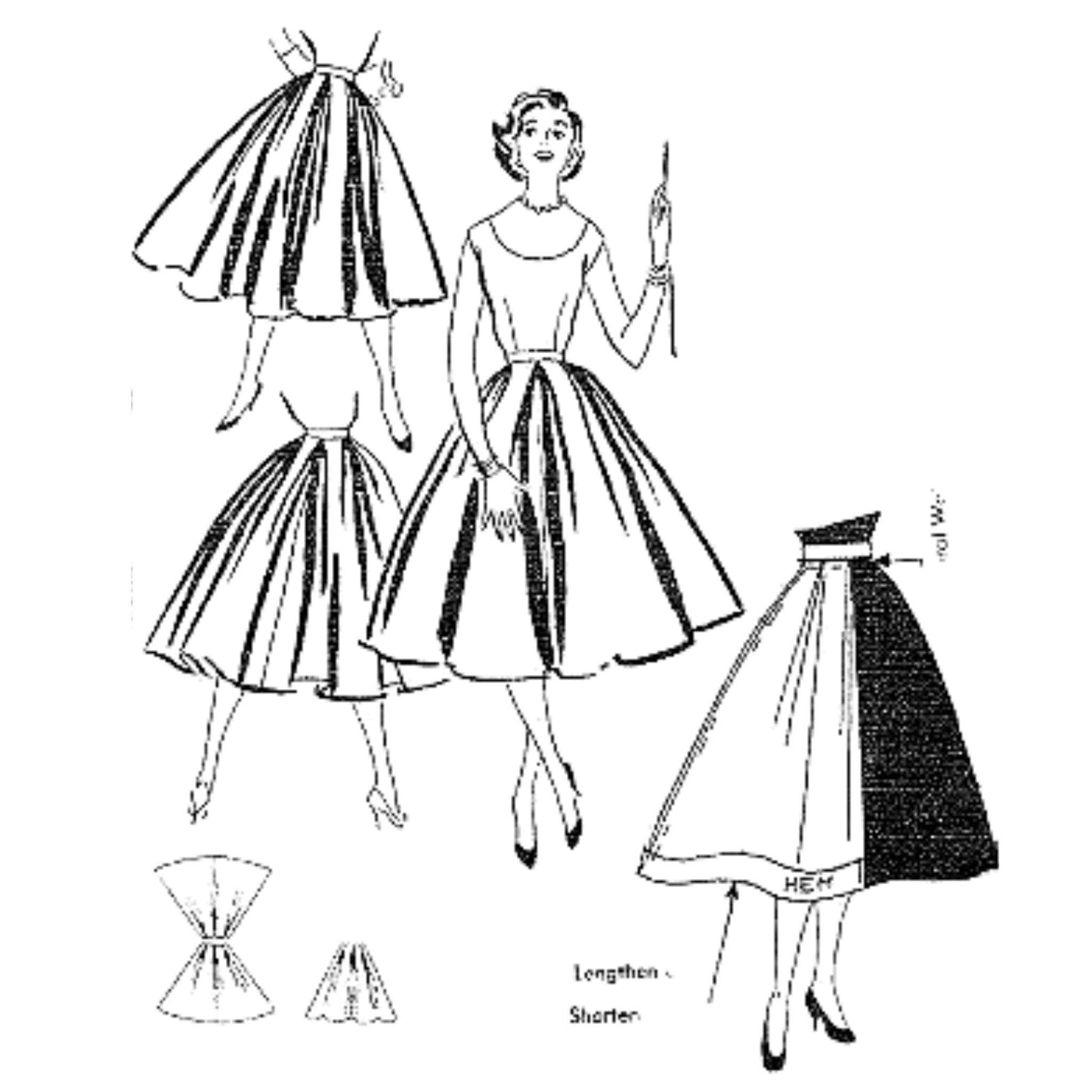 line drawing of the skirt