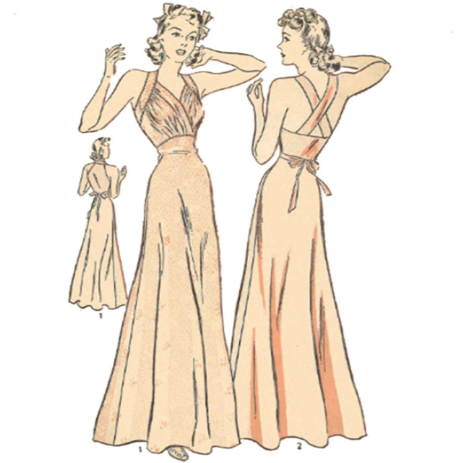 Vintage 1930s Pattern, Women's Night Gown, Lingerie, Pinup PDF Download - Vintage Sewing Pattern Company