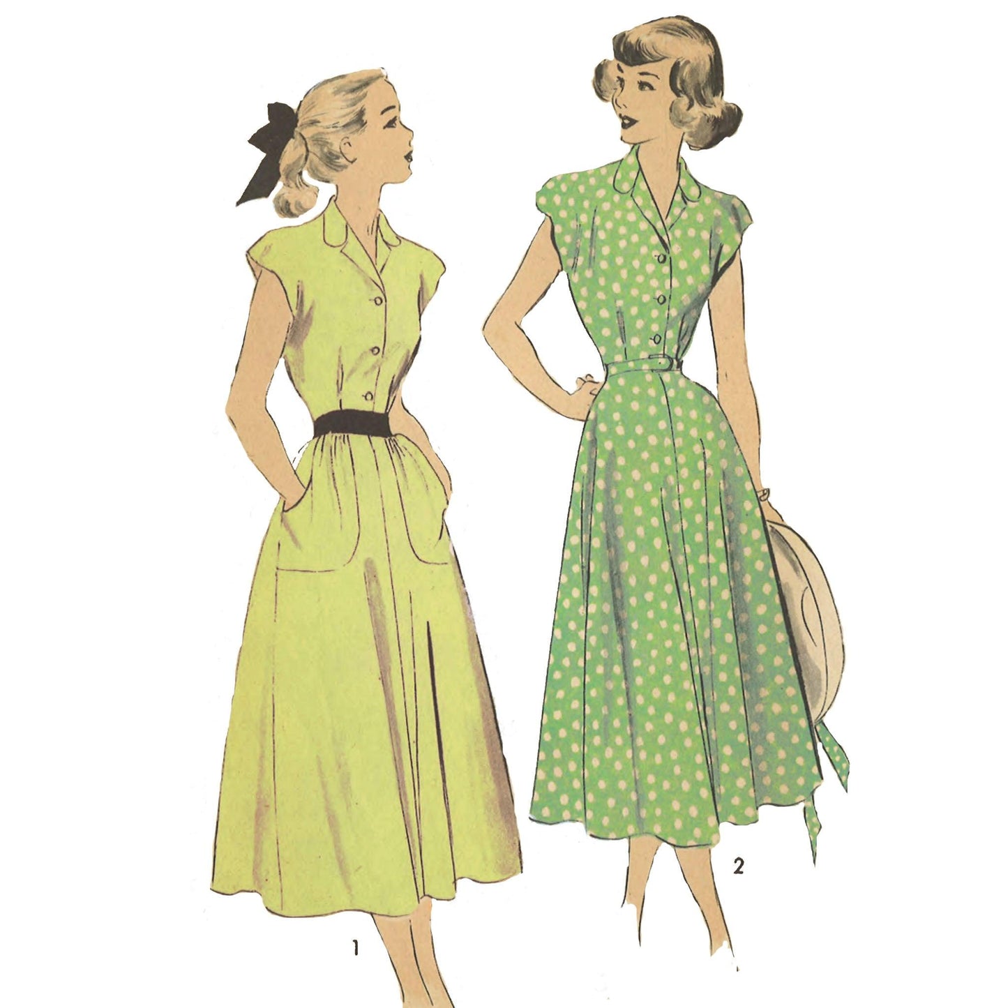 Image of a 1940s Pattern Teen's Tea Dress WW2