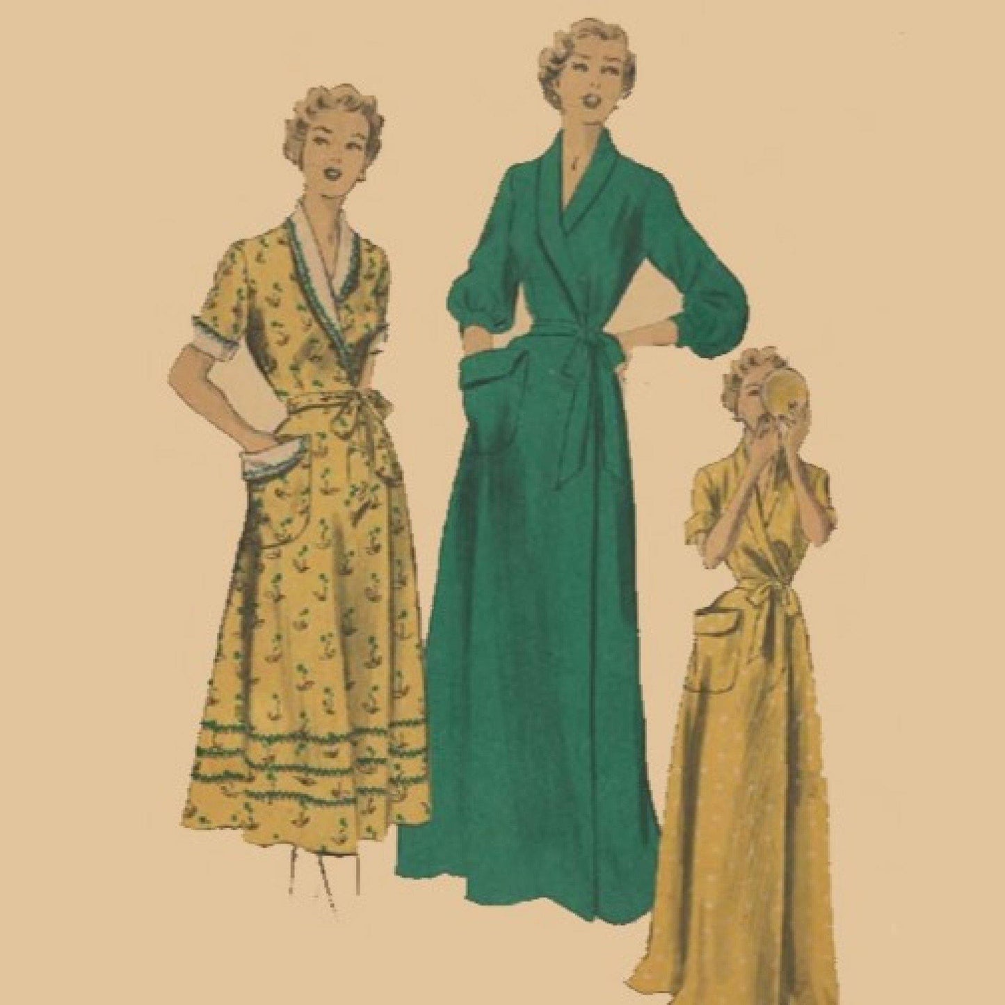 Vintage 1950s Pattern, Women's Dressing Gowns, House Coats PDF Download - Vintage Sewing Pattern Company