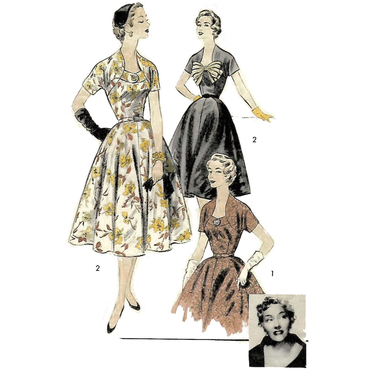 Pattern illustration of hollywood actress and dresses