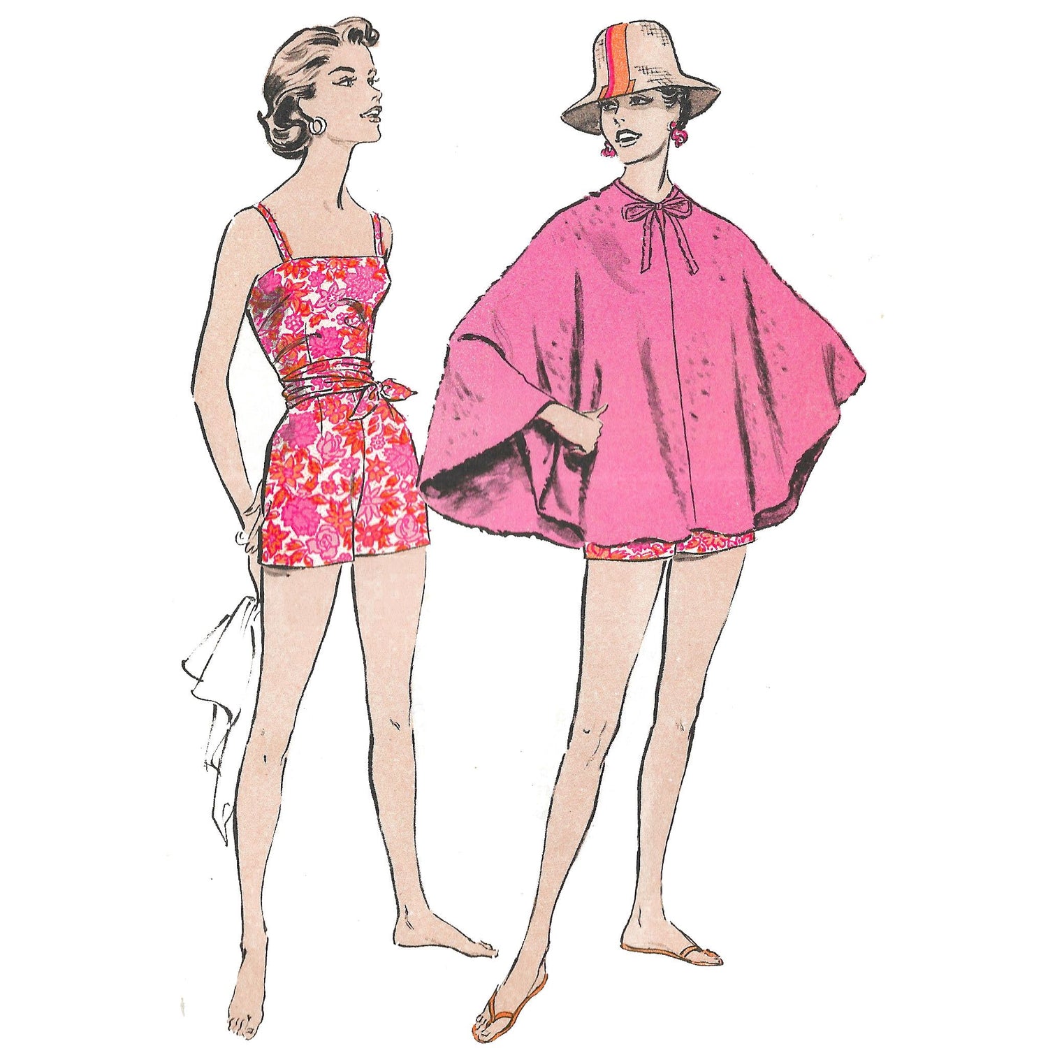 Vintage 1950s Pattern – Two-Piece Playsuit & Poncho - Bust 34” (86.4cm –  Vintage Sewing Pattern Company