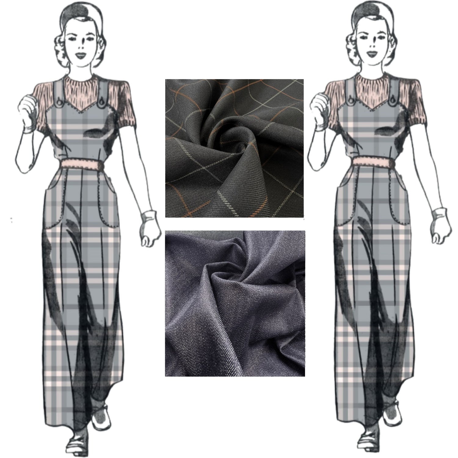 S8447  Simplicity Sewing Pattern Misses Vintage Pants Overalls and  Blouses  Simplicity