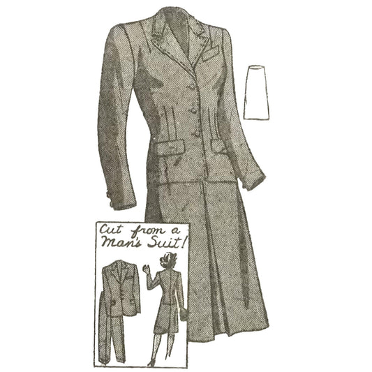 Vintage 1940's Pattern, Women's Suit cut From a Man's Suit