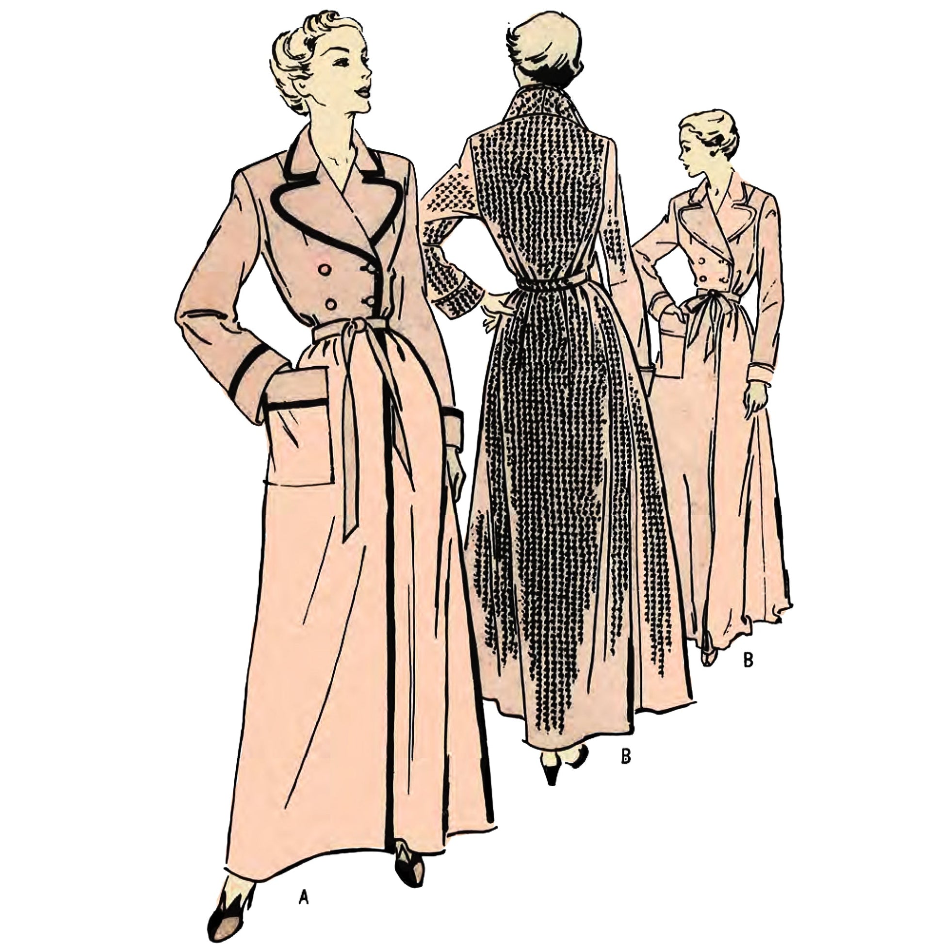 PDF - 1950s Pattern, Women's Double Breasted Robe, Dressing Gown - Bus Vintage Sewing Pattern Company PDF - 1950s Pattern, Women's Double Breasted Robe, Dressing Gown - Bus Vintage Sewing Pattern Company