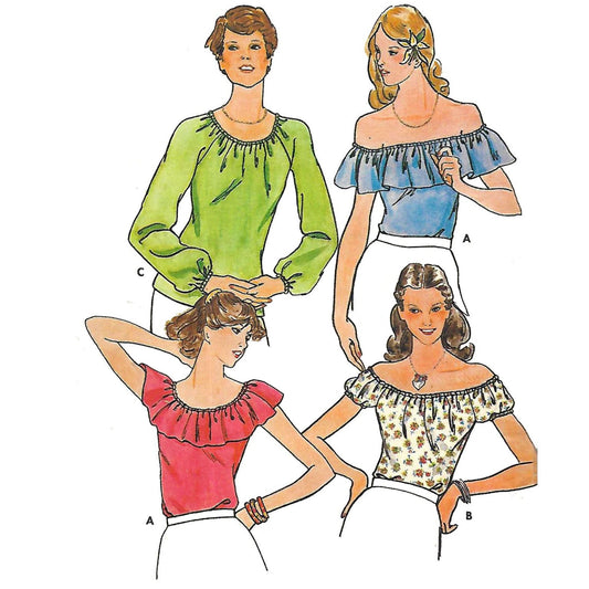 Model wearing 1970s top made from Butterick 5975 pattern