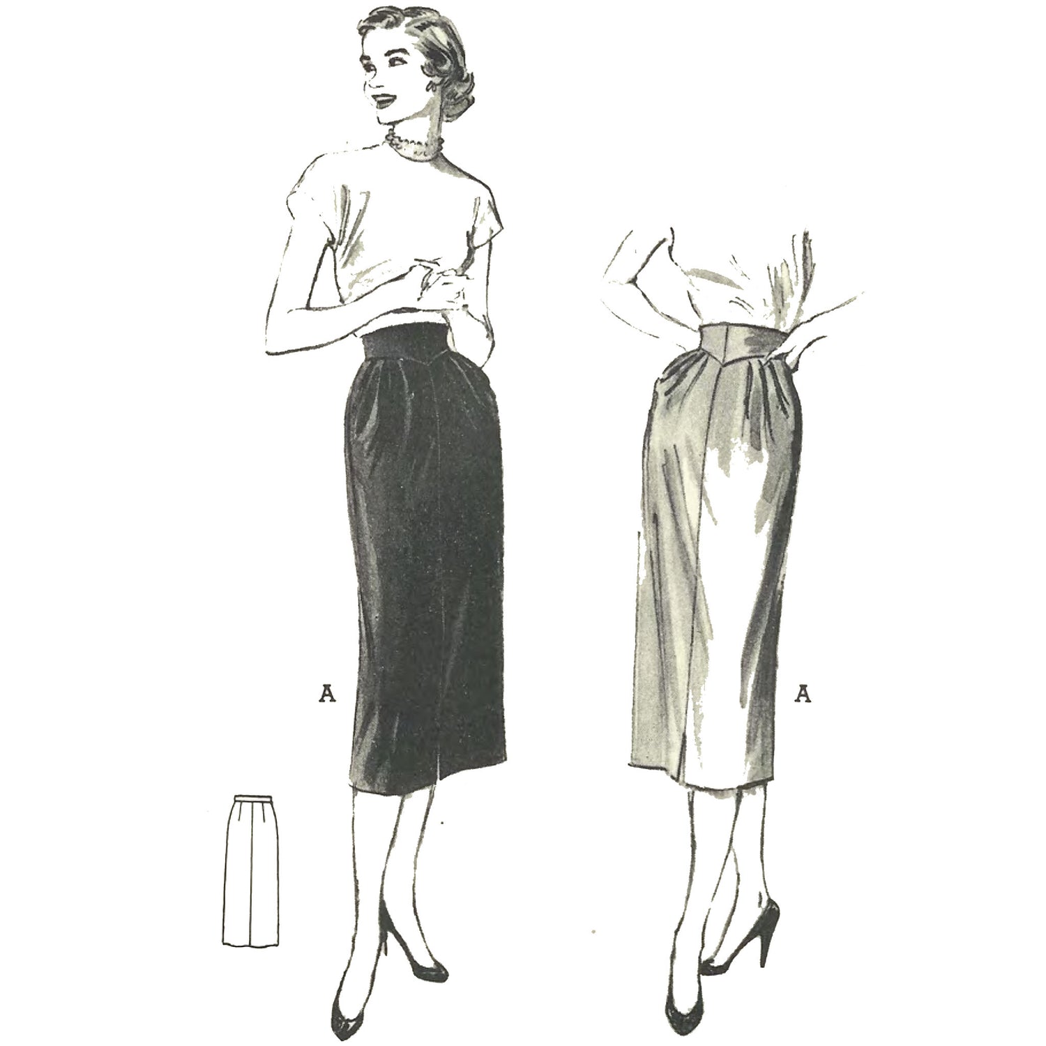 Women wearing pencil skirts