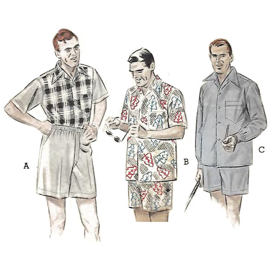 PDF - 1950s Pattern, Men's Slacks, Pants, Trousers & Shirt - Chest