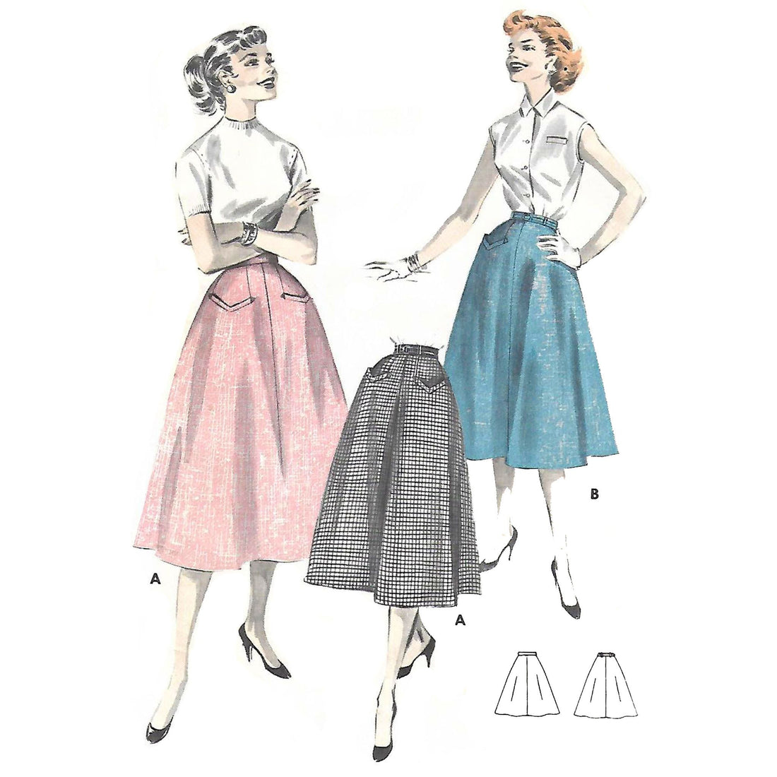 Vintage 1950s Pattern – 'Easy to make' Semi-full Skirt - Waist 26