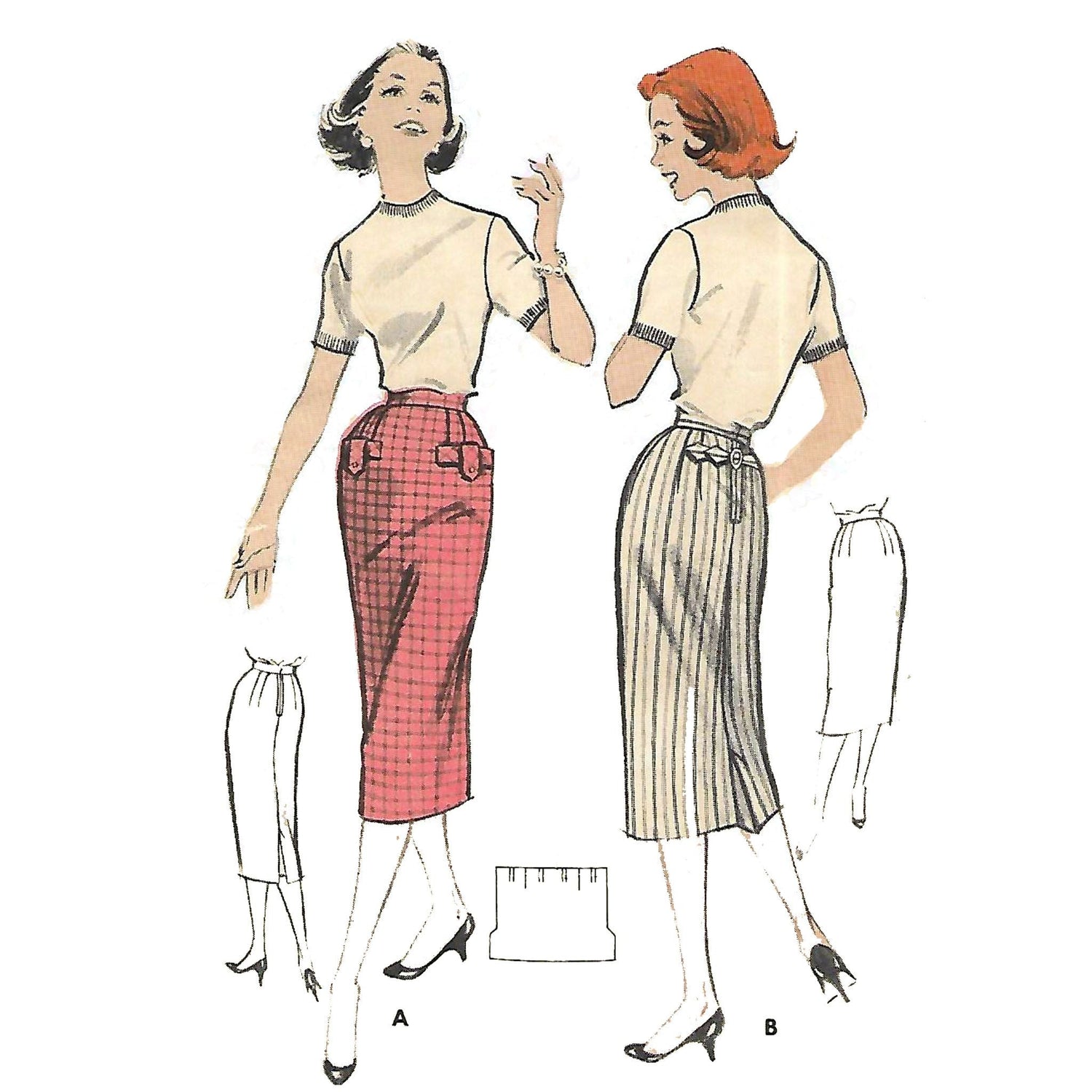 PDF - Vintage 1950s Pattern, One Piece 'Easy to Make Skirt' - Waist 24 ...