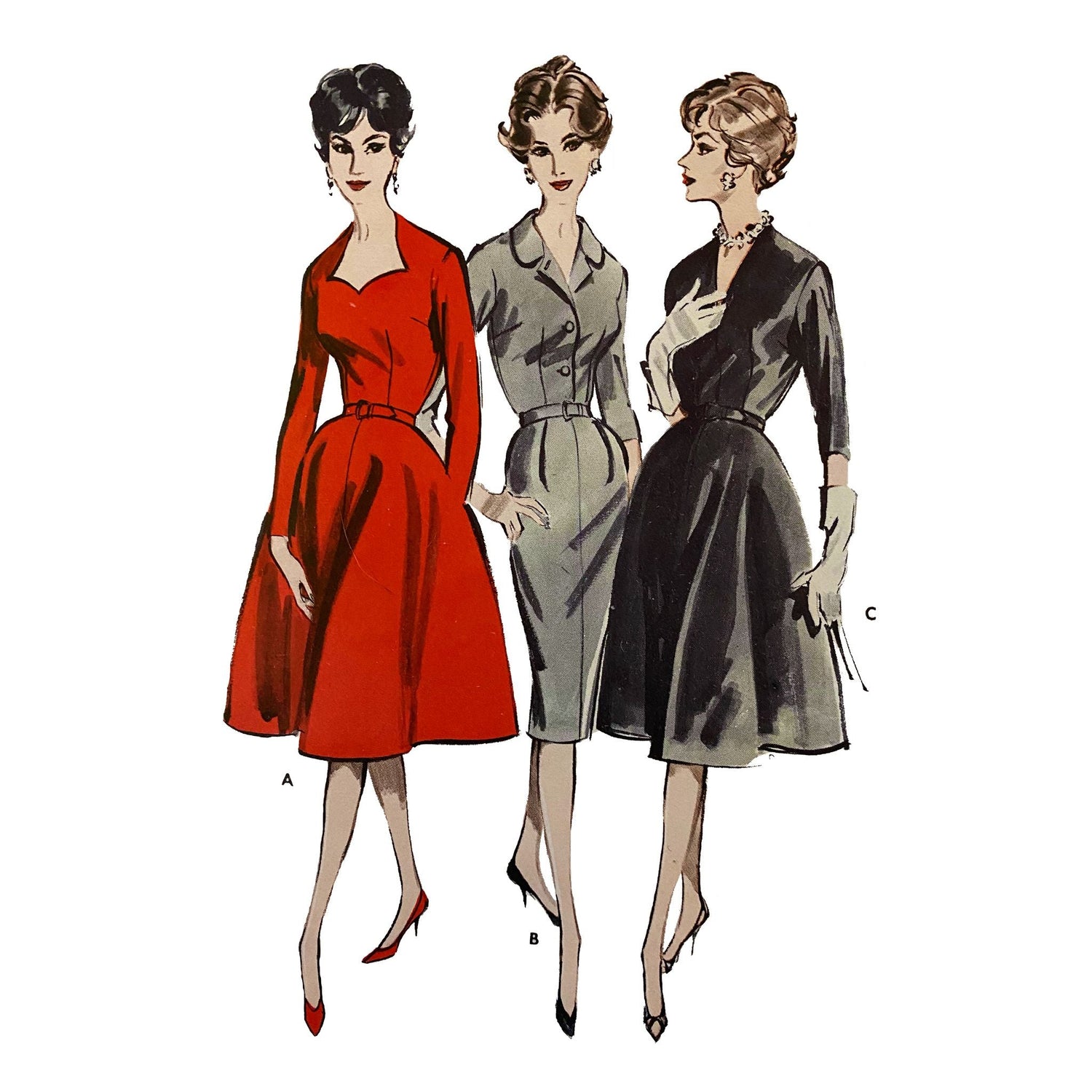 PDF - 1940s Pattern Classic Tea Dress - Bust 34 (86.4cm