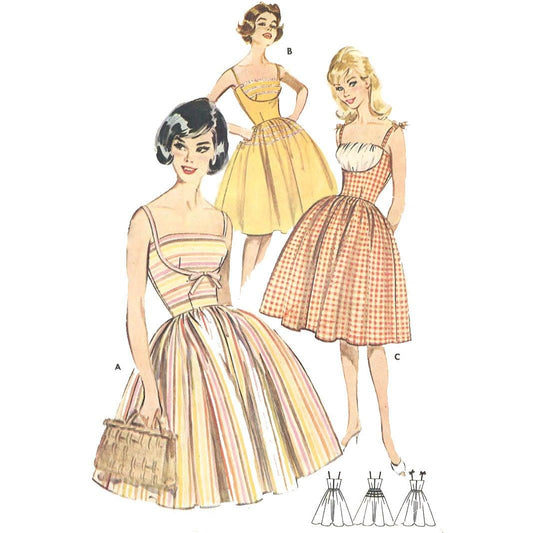 Three women wearing Bardot style dress