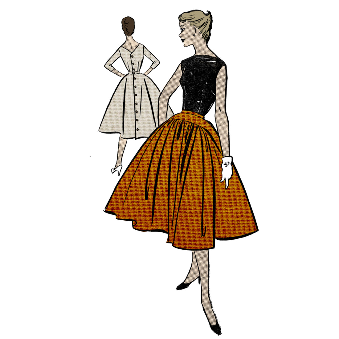 1950's Sewing Pattern: Rockabilly Dress Or Skirt - Bust 36" (91.4cm ...