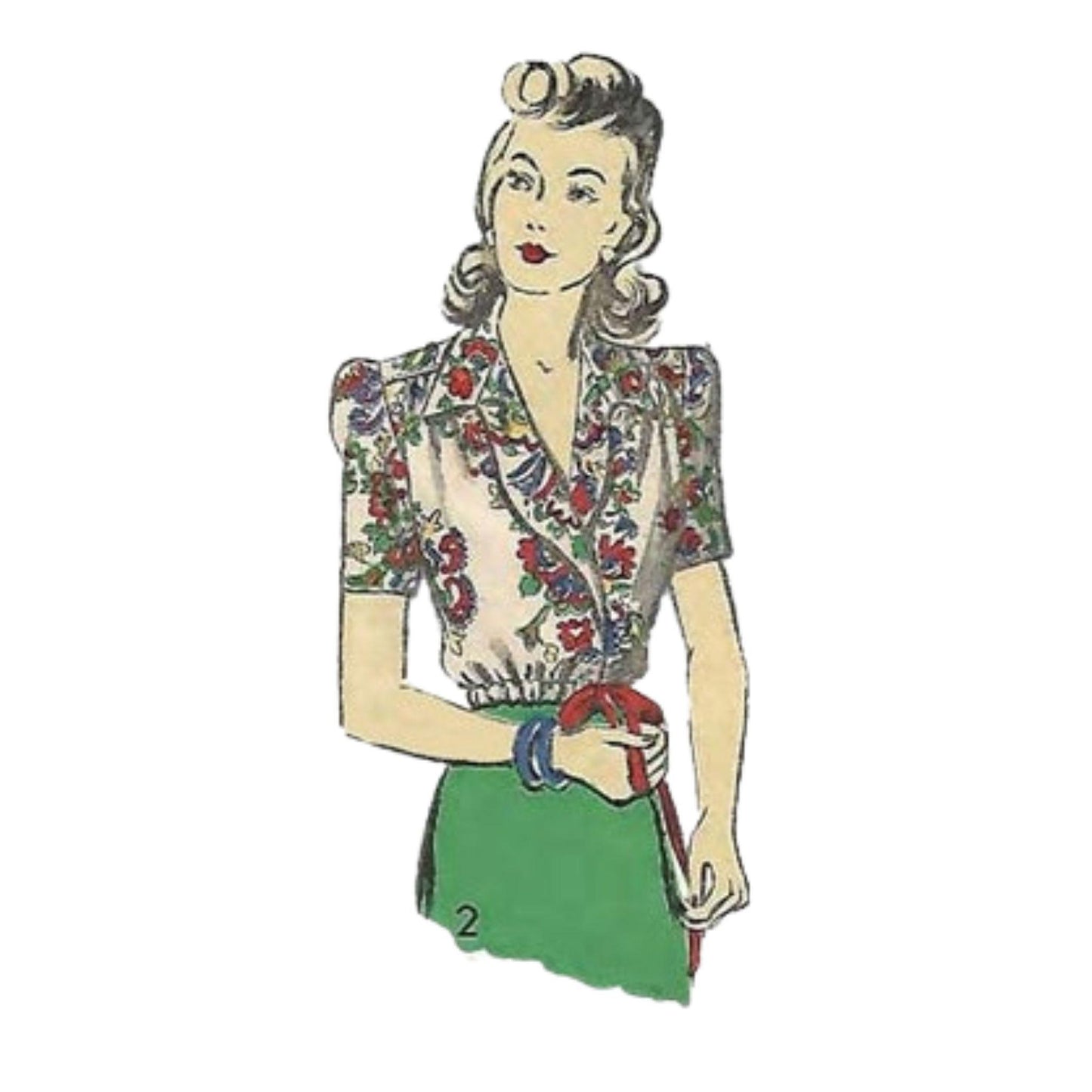 Woman wearing a 1940s blouse