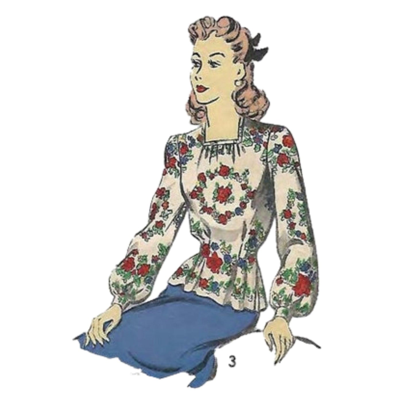 Woman wearing a 1940s blouse