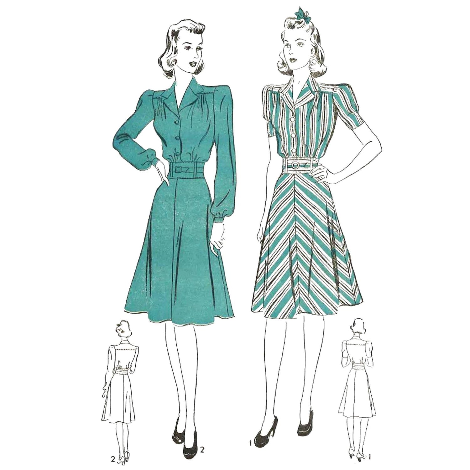 Women wearing a 1940s Tailored Dress