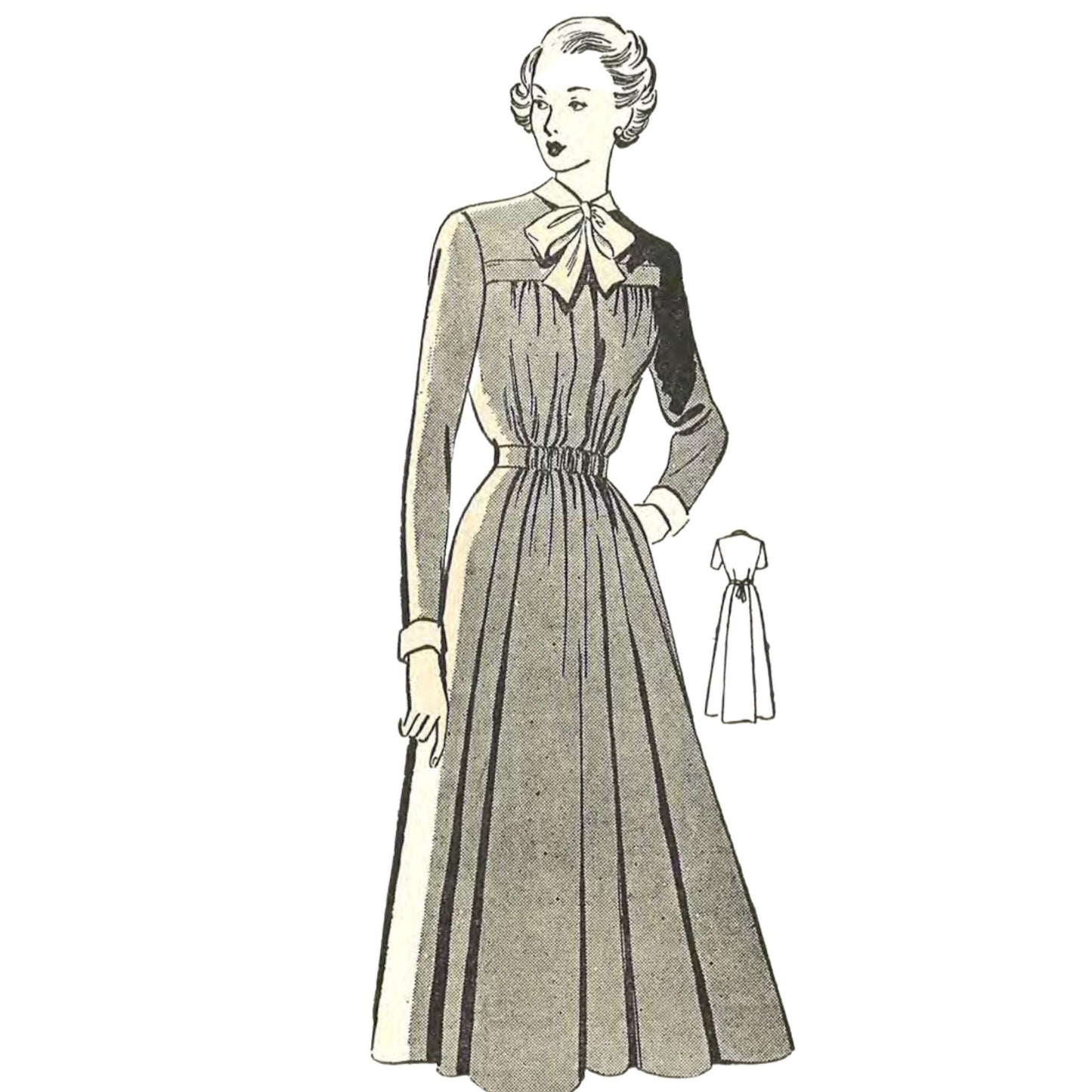 1940s Pattern, Maternity Dress, Long or Short Sleeves - Vintage Sewing Pattern Company