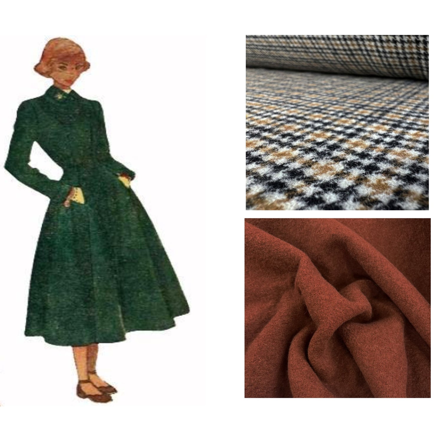 PDF - 1940's Clara Cape Coat with Detachable Cape - Bust 30
