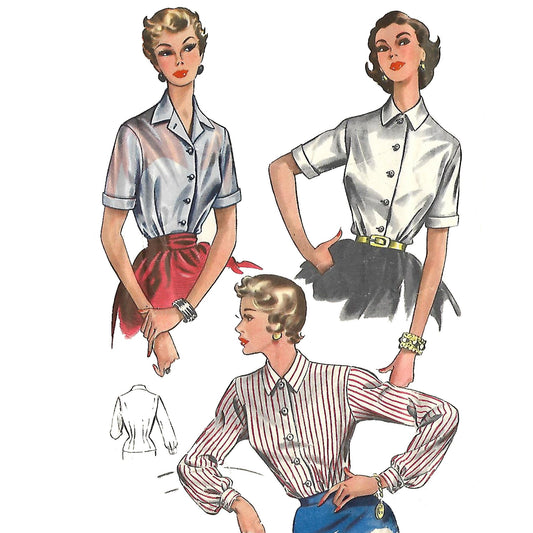 1940s/1950s Vogue blouse pattern No. 6736. Size Small (Bust 32). —, a  brief history