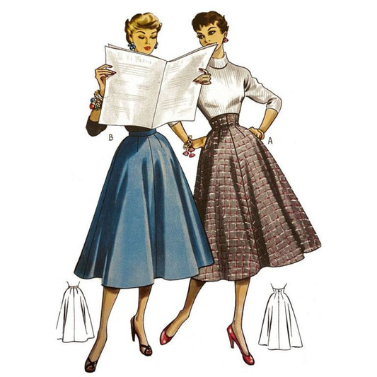 Model wearing 1950s skirt made from Economy Design E88 pattern