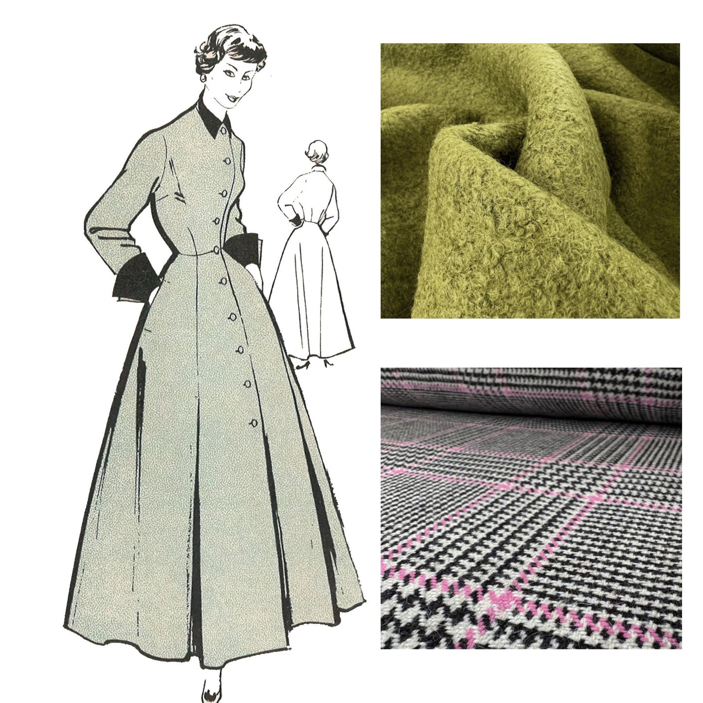 Modèle de couture des années 1950 : Manteau de maison pour Femmes , robe, robe de chambre, robe Coachman - Buste 32 » (81,3 cm)