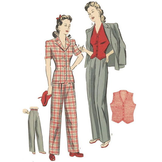 Two women wearing a Women's Jacket & Slacks Suit